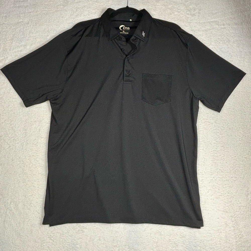 Men’s Zyia Active Black Polo Shirt Sz XL Lightweight stretch Golf Tennis Polo